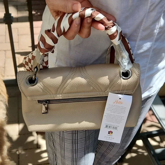 Lug Cream and Brown Clutch with Modern Geometric Free Twilly Mini Cadenece - Picture 2 of 5